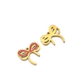 Ciondoli a forma di libellula dorata in acciaio inox con ali in smalto rosso per fai-da-te - Forma di Fiocco (14*13*1.3mm) / Oro/Rosso