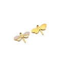 Ciondoli libellula dorati con smalto viola, vista frontale e posteriore per gioielli - Libellula (12*16*1.3mm) / Oro/Rosa Chiaro