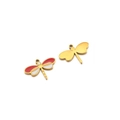 Ciondolo a forma di libellula dorata con dettagli in smalto rosso e bianco per gioielli - Libellula (12*16*1.3mm) / Oro/Rosso