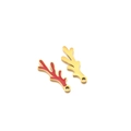 Ciondoli corno di cervo in acciaio inossidabile lucido con smalto rosso per gioielli - Forma di Corallo (20*7*1.3mm) / Oro/Rosso