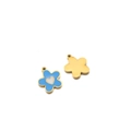 Ciondolo a fiore in smalto blu con cuore centrale e finitura dorata per gioielli - Forma di Fiore (12*10*1.3mm) / Oro/Blu