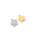 Ciondoli a fiore blu placcati in oro con cuore bianco per la creazione di gioielli fai da te - Forma di Fiore (12*10*1.3mm) / Oro/Azzurro