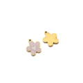 Ciondolo a fiore in acciaio dorato con smalto lavanda e cuore bianco per collane - Forma di Fiore (12*10*1.3mm) / Oro/Rosa Chiaro
