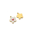 Ciondolo a fiore bianco con cuore rosso e cornice dorata per creazione gioielli - Forma di Fiore (12*10*1.3mm) / Oro/Bianco