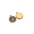 Golden stainless steel irregular charm with grey enamel paw print design for DIY jewelry - Black Claw Marks