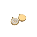 Runder Edelstahl-Anhänger in Gold mit weißem Emaille und goldenem Pfotenabdruck - Pfotenabdruck Weiß