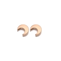 Minimalist rose gold crescent moon charm with brushed metal texture and center hole - Rose Gold