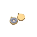 Unregelmäßiger runder Gold-Edelstahl-Anhänger mit blauem Emaille und Sternen-Charm - Stern Blau