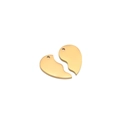 Polished gold stainless steel split heart pendant charms for matching necklaces - Gold