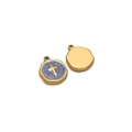 Irregulärer goldener Edelstahlanhänger mit lila Emaille-Inlay und Kreuzmotiv - Kreuz Blau
