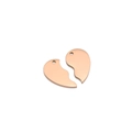 Rose gold stainless steel split heart pendant pair for couple necklaces or earrings - Rose Gold