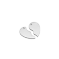 Polished stainless steel split heart pendant charms for DIY jewelry making - Steel