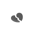 Matte black stainless steel split heart pendant charms for couple necklaces DIY - Black