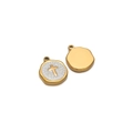 Goldener Edelstahl Kreuz-Anhänger mit weißem Inlay für DIY Schmuckherstellung - Kreuz Weiß