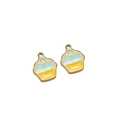 18k gold plated stainless steel cupcake pendant charm with colorful enamel inlay - Green Lemon Yellow