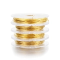 Set de cuatro carretes de alambre de acero inoxidable chapado en oro 18k para joyería DIY - Grosor 0,5mm / Dorado