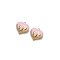 Colgante de corazón de oro macizo con esmalte rosa para collares de joyería DIY - Rosa