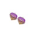 Colgante corazón 3D dorado con esmalte violeta efecto fundido para joyería DIY - Púrpura