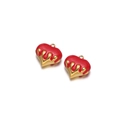 Colgante de corazón de acero dorado con esmalte rojo efecto líquido fundido diy - Rojo