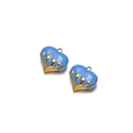 Colgante corazón 3D dorado y azul cielo con diseño efecto gota para collares DIY - Azul cielo
