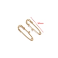 Golden matte 50mm stainless steel multi-loop safety pin brooch with decorative ring finish - 1 Hole / 50mm / Gold