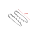 Silver 70mm stainless steel decorative safety pins with 4 loops for DIY jewelry - 4-strand / 70mm / Steel