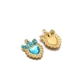 Golden crown heart pendant with large blue faceted stone and sparkling rhinestones - Blue