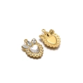 Gold-plated heart crown pendant with a large crystal and beaded edge decoration - White