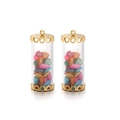 Colorful crushed stone cylindrical charm with decorative gold caps for DIY jewelry - Mixed Colors