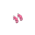 Pendentifs hippocampe en émail rose et bordure argentée pour création de bijoux DIY - Hippocampe Acier Trou Unique / Rose Bonbon