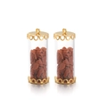 Cylinder pendant with red goldstone chips and decorative golden filigree caps - Red Brown