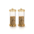 Cylindrical glass pendant with gold cap and gold-tone crushed stone for DIY jewelry - Gold Yellow