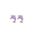 Paire de pendentifs dauphin en émail lavande avec acier inoxydable doré pour bijoux DIY - Dauphin Doré Trou Unique / Violet