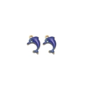 Paire de breloques dauphins en émail bleu et acier inoxydable doré pour bijoux DIY - Dauphin Doré Trou Unique / Bleu Saphir