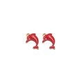 Paire de breloques dauphin en émail rouge avec bords dorés pour création bijoux DIY - Dauphin Doré Trou Unique / Rouge
