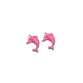 Paire de breloques dauphins en émail rose et acier inoxydable pour bijoux DIY - Dauphin Acier Trou Unique / Rose Bonbon