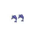 Pendentifs dauphin en émail bleu et acier inoxydable pour la création de bijoux - Dauphin Acier Trou Unique / Bleu Saphir