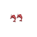 Pendentif en forme de dauphin rouge avec finition en acier poli pour création de bijoux - Dauphin Acier Trou Unique / Rouge