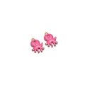 Lot de deux breloques pieuvre rose à pois blancs pour la création de bijoux DIY - Poulpe Doré Trou Unique / Rose Bonbon