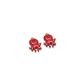 Pendentifs poulpe rouge en acier inoxydable avec pois blancs pour bijoux DIY - Poulpe Doré Trou Unique / Rouge