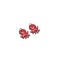 Paire de breloques poulpe rouge à pois blancs et bordure argentée pour bijoux DIY - Poulpe Acier Trou Unique / Rouge