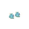 Pendentif poisson tropical en émail bleu clair et métal doré pour bijoux DIY - Bleu