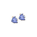 Pendentifs poisson tropical en émail bleu et blanc avec acier inoxydable doré pour bijoux - Poisson Tropical Doré Trou Unique / Bleu Saphir