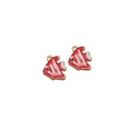 Paire de breloques poissons tropicaux rouges dorés pour la création de bijoux DIY et boucles - Poisson Tropical Doré Trou Unique / Rouge