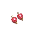 Pendentifs cœurs en céramique rouge poli avec boucles dorées pour bijoux DIY - Rose