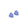 Pendentifs poisson tropical en émail bleu et blanc en acier inoxydable pour bijoux DIY - Poisson Tropical Acier Trou Unique / Bleu Saphir