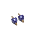 Paire de breloques cœur en céramique violet foncé avec attaches dorées pour bijoux - Bleu saphir