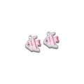 Paire de breloques poisson en émail blanc et rose pour la création de bijoux DIY - Poisson Tropical Acier Trou Unique / Blanc