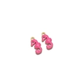 Pendentif hippocampe en émail rose avec bords en acier doré pour bijoux DIY créatifs - Hippocampe Doré Trou Unique / Rose Bonbon