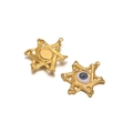 Golden hexagram bone star pendant with evil eye detail and polished metallic finish - Black And White Eyeball (F2877)